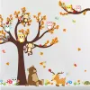 Borstar Cartoon Forest Tree Branch Animal Owl Monkey Bear Deer Wall Stickers For Kids Rooms Boys Girls Bedroom Home Decor