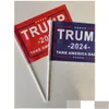 Bannerflaggor Donald Trump 2024 14x21cm Ta Amerika tillbaka flagga med flaggstång valdekoration Drop Delivery Home Garden Festive PA DHPO2