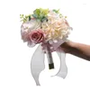 Flores decorativas fita buquês de casamento nupcial segurando rosas buquê de dama de honra hortênsia artificial noiva mariage acessórios