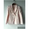 Damskie garnitury Blazers Premium Nowa najwyższej jakości oryginalna design damski klasyczny podwójny różowy blezer szczupły kurtka mi dhtyf
