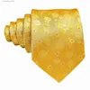 Cravatte per collo ties floreali in oro di lusso per uomini squisiti design cravatta seta per guarnizioni di gemelli per matrimoni da sposa festa d'affari LN-6367 Y240325