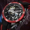 Relógios de pulso Aimimo design esqueleto mecânico masculpunk relógio duplo transparente hollow automático reloio masculinoc24410
