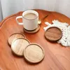 Bord Mattor Träbanor Värme Isolering Kaffekopp Koppla Pad Anti Sensing Round Wood Placemats för barer Hemma kontor