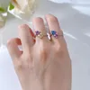 Cluster Rings S925 Silver Ring 6 Heart Shaped Open Women's Fashion Simple
