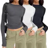 Women's T Shirts 3-stycken Set Basic Short T-shirt långärmad tees toppar höst vår mode underkläder smal fit skördet toppblus