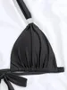 Damenbadebekleidung Sexy Black Bikini 2024 Frauen Luxus Solide Strass Push Up BH Micro Badeanzug Sommer Badeanzug Tanga Biquini