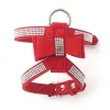 Harnais Harnais pour chien laisse costume gilet brillant diamants réglable doux daim tissu arc strass collier pour animaux de compagnie harnais pour chiens produits