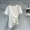 女性用Tシャツプリプンプ2024サマーコレクション半袖ダイヤモンド肩Vネックスリムストレッチシャツ女性gp593