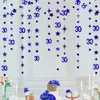 Decoración de fiesta Decoraciones de 30 cumpleaños de oro azul Número 30 Círculo Punto Estrella centelleante Guirnaldas de papel para suministros de año feliz y sucio