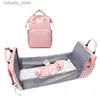 Baby Cribs Foldab waterproof pink pacifier bag Diaper bag multifunctional crib bag with replacement pad L240320