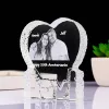 Frame Customized LOVE Shaped Crystal Glass Pictures Albums Couples Wedding Photo Frame Anniversary Keepsake Friends Family Lover Gifts