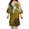Sukienki imprezowe Summer Polynesian Vintage Art Print Krótka sukienka okrągła szyja