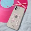 Mobiele telefoons ins Koreaans schattige lint boog transparante kast voor iPhone 15 14 13 12 11 Pro Max XR XR 7 8 Plus SE 3 Stijlvolle schokbestendige zachte hoes H240326