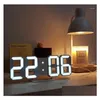 Wall Clocks Led Digital Clock Alarm Date Temperature Matic Backlight Table Desktop Home Decoration Stand Hang Drop Delivery Garden Dec Ot2Xn