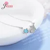 Pendentif Colliers Femmes Femme Collier Fine 925 Sterling Argent Bleu Blanc Zircon Cubique Lune Conception Collier Ras Du Cou