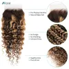 Fermeure allve paquets de surbrillance avec fermeture Boundles de cheveux humains à vagues profondes avec 4x4 Ferme de lacet transparente ombre miel brun remy cheveux