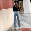 Damen Jeans Sommer Frauen Casual Gerade Hohe Taille Hosen Hosen Für Damen Grils Knöchel Länge Plus Größe S-Xl Drop Lieferung Bekleidung Otq0R