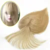 Toppers 12x13cm Blonde #613 Pure Color Virgin Human Hair Toppers With Bangs Natural Clip In Hairpieces 15x16cm Silk Base Toppers