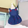 犬アパレル春夏ペットデニムドレス服ビンテージファッション子犬猫ストラップ服甘い愛