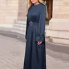 Sıradan Elbiseler Vintage Abaya Fırfır Kolu Yüksek Kaliteli Nida Cepler Ücretsiz Kemer Eid Ramazan İslami Giyim Müslüman Kadın Maksi Elbise