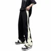 Pantalons de survêtement hommes Baggy loisirs coréen Fi Streetwear sportif côté bande Pantales Hip Hop Chic adolescents pantalons d'été j2nb #