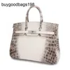 Designer Bag Himalayans Handbags Genuine Leather 35 Nile Crocodile Versatile Large Womens Handbag Half Hand Sewn White Ebfi