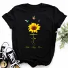 Maycaur Frauen T-Shirt Casual Kawaii Sonnenblume Schmetterling Muster Druck T-Shirt bequemes Freizeitkleidung für Frauen