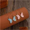 Pendant Necklaces Fashion Color Drop Oil Double Spell Butterfly Necklace For Women Female Vintage Friendship Set Clavicle Chain Delive Otrcl