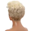 Wigs oucey pixie قطع شعر مستعار قصير للنساء البني الأسود أشقر بني أومبير الباروكة الاصطناعية مع الانفجارات