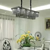 Smoke grey crystal pendant light decorative rectangle chandelier modern lighting for dining room restaurant hotel