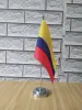 Accessoires Colombia Kantoor tafel bureau vlag met goud of zilver metalen vlaggenmast basis 14*21 cm land vlag gratis verzending NO.0046