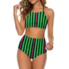 Women's Swimwear Sexy Colorblock Print Bikinis Set Geometry Funny Bikini Swimsuit High Waist Surfing Oversize Bathing Suit