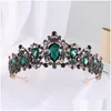 Clips de cheveux Barrettes Baroque Crystal Crown Tiara for Women Swinestone Diadem Prom Accessoires Bridal Tiaras et couronnes Otuma