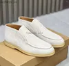 Scarpe casual Mocassini da uomo pigri di alta qualità Pelle scamosciata di mucca Flat Top maschile Slip on Mules Punta rotonda Passeggiata estiva