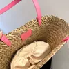 Bolso de playa de lujo para mujer, bolsos de paja de diseñador, gran capacidad, cesta de comestibles hueca, bolso de hombro, bolso de compras de moda