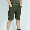 Verão homens carga shorts secagem rápida tático calças curtas multi-bolso shorts masculino ao ar livre caça pesca na altura do joelho calças l96m #