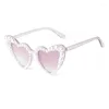 Okulary przeciwsłoneczne Laurinny moda retro imitacja w kształcie serca Pearl Frame Uv400 Women Cat Eye Okuwar