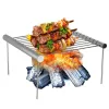 Grills Mini-barbecue portable, support pliable en acier inoxydable, accessoires de barbecue pliables pour la maison et le parc en plein air