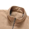 Men's Jackets 1Pc Men Spring Autumn Corduroy Coat Stand Collar Thin Full Zipper Closure Jacket Long Sleeve Placket Side Pockets Outwear