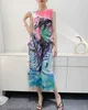 2023 New Luxury ISSEY Fashion Pleated Dress Womens Style Pleated Dress Digital Print Tank Top Skirt