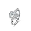 Cluster anneaux de luxe Platinum PT950 1ct d Color Moisanite Rectangulaire Emerald Cut Diamond pour femmes