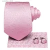 Nacke slipsar nacke slipsar rosa solida blommor mens slips lyx 8,5 cm bred siden bröllop slips ficka fyrkant manschettklänning set brosch present till män hi-tie designer y240325