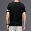 Lätt lyx sommar blandad stickad shortsleeved tshirt herr rund nacke randig drapering 240318