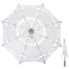 Paraplu's Katoenen paraplu Bruiloft Pography Prop Parasol Bruidssluier Ornament Kant Bruidborduurwerk Wit voor regen