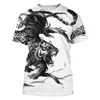 3D Tiger Print T Shirt For Men Boutique Animal Graphic T-shirts Letni trend harajuku duży krótkie rękawie wypoczynek o nokół x7v6#