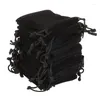 Sacs de rangement pochettes en velours doux cordons de serrage pour bijoux emballage cadeau paquet de 100 pochettes fournitures de fête de mariage noir