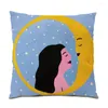 Pillow Cartoon Girl Cover 45x45 Living Room Decoration Square Polyester Linen Poster Pillowcase Beautiful Gift Cute E0475