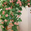 Kwiaty dekoracyjne sztuczna róża winorośl klimatyzator sufit plastikowy Plastikowe hal w pomieszczenia zielonego dekoracji liści