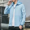 Men's Jackets Spring Autumn Loose Casual Solid Color Zipper Jacket Male Long Sleeve Cardigan Sunscreen Top Men Hooded All-match Coat Hombre