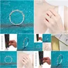 Pierścienie InBeauut Nowy przybycie 925 Sier Doskonałe cięcie 0,1 ct d Kolor Pass Test Diamond Pierścień koktajlowy Missanite dla dziewcząt Fine Jewelry Dro Otfzx